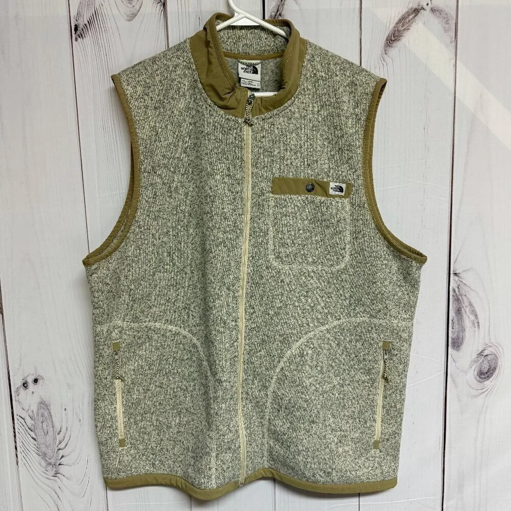 The North Face Gordon Lyons Vest XL‎ Gray Khaki Trim EUC